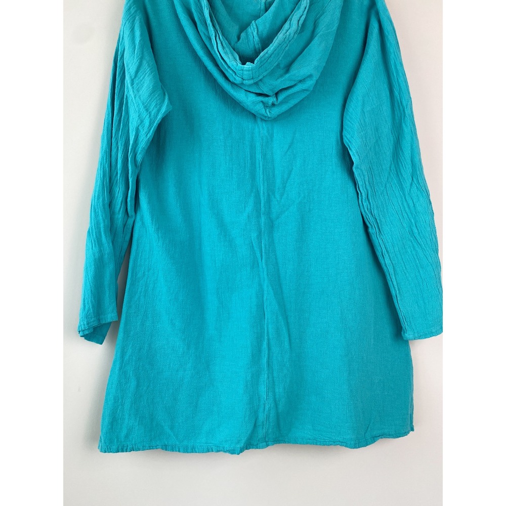Oh My Gauze Womens Button Front Hoodie S/M Blue‎ Coastal Tunic Lightweight - Picture 7 of 10